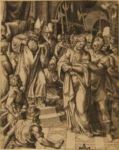 Cristo interrogato da Caifa (dalla serie: La Passione di Nostro Signore Gesù Cristo)